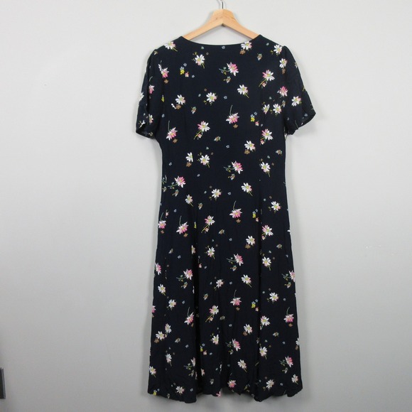 GAP Women's Navy Floral Print Button Front Midi Dress Size 12 - Picture 12 of 13